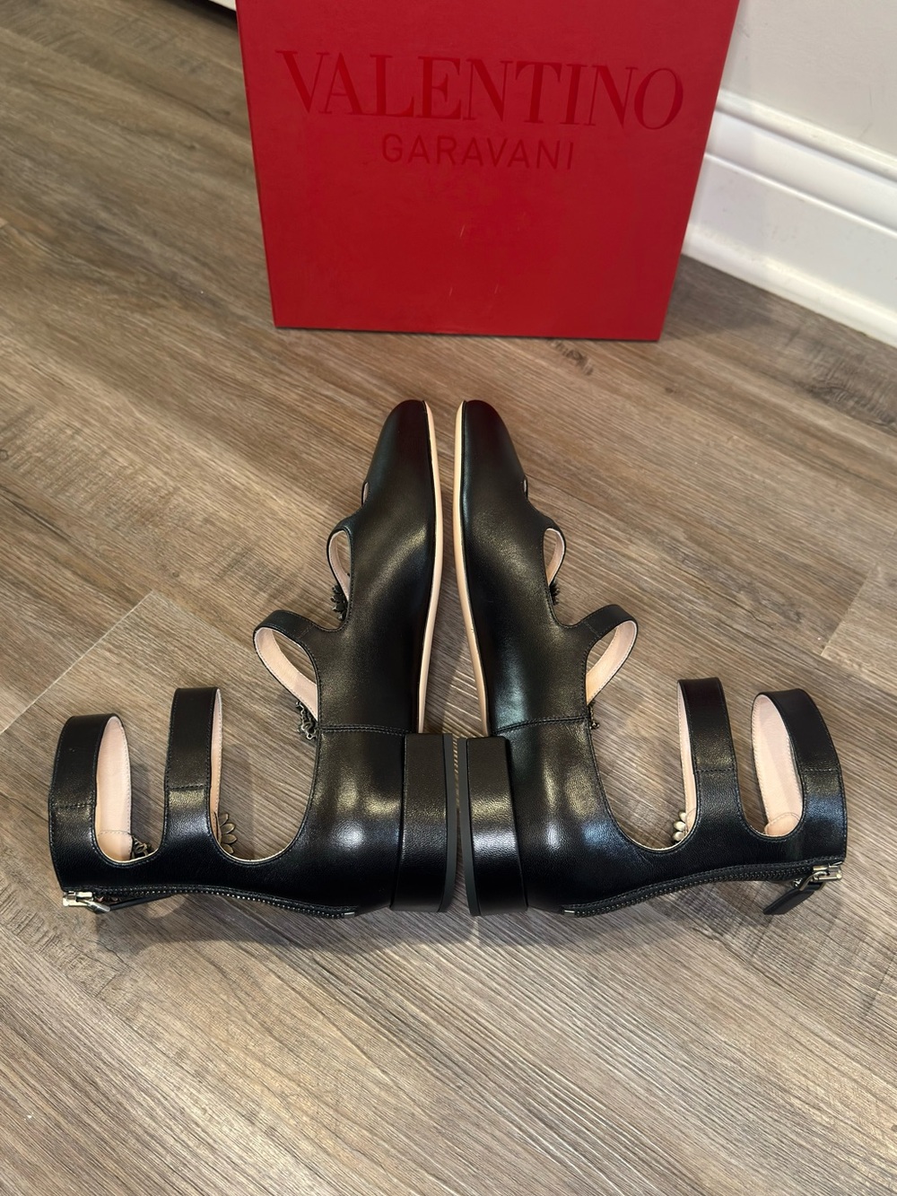 Valentino Garavani Preshoes Jewel Button Logo Ballerina Gladiator Zip Flats - Picture 8 of 16